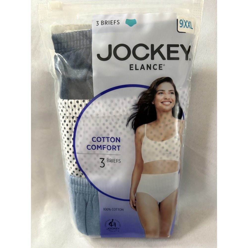 New Jockey Elance Briefs Cotton Comfort 3 Pack Women Size 9 2XLarge 100% Cotton